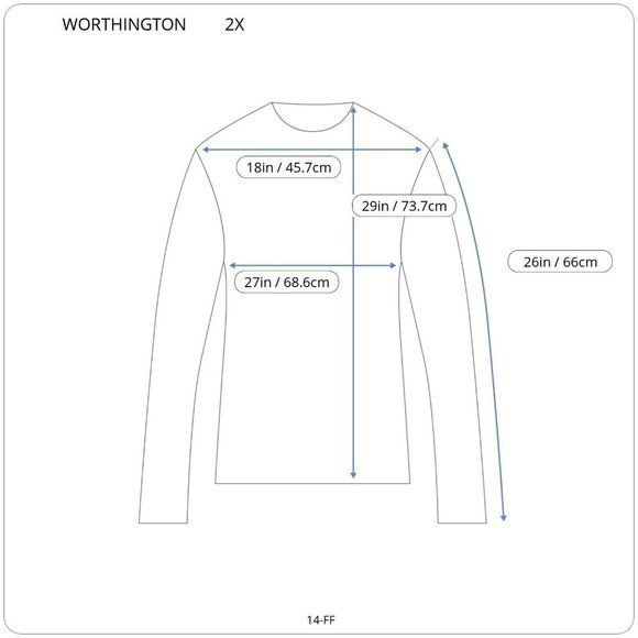 Worthington Shirt Top Blue Stripe Mambo Long Flared Sleeve Plus 2X - Picture 3 of 12